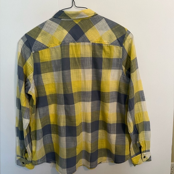 NATURAL REFLECTIONS BLUE AND YELLOW MEN’S CASUAL LONG SLEEVE SHIRT - Picture 3 of 7
